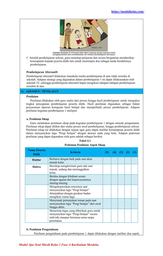 Modul Ajar Seni Musik Kelas 1 SD/MI Fase A Kurikulum Merdeka | PDF