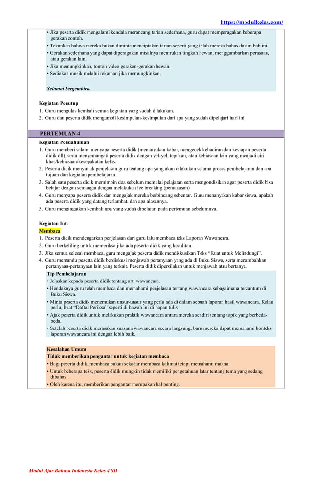 Modul Ajar Bahasa Indonesia Kelas 4 Fase B Kurikulum Merdeka | PDF