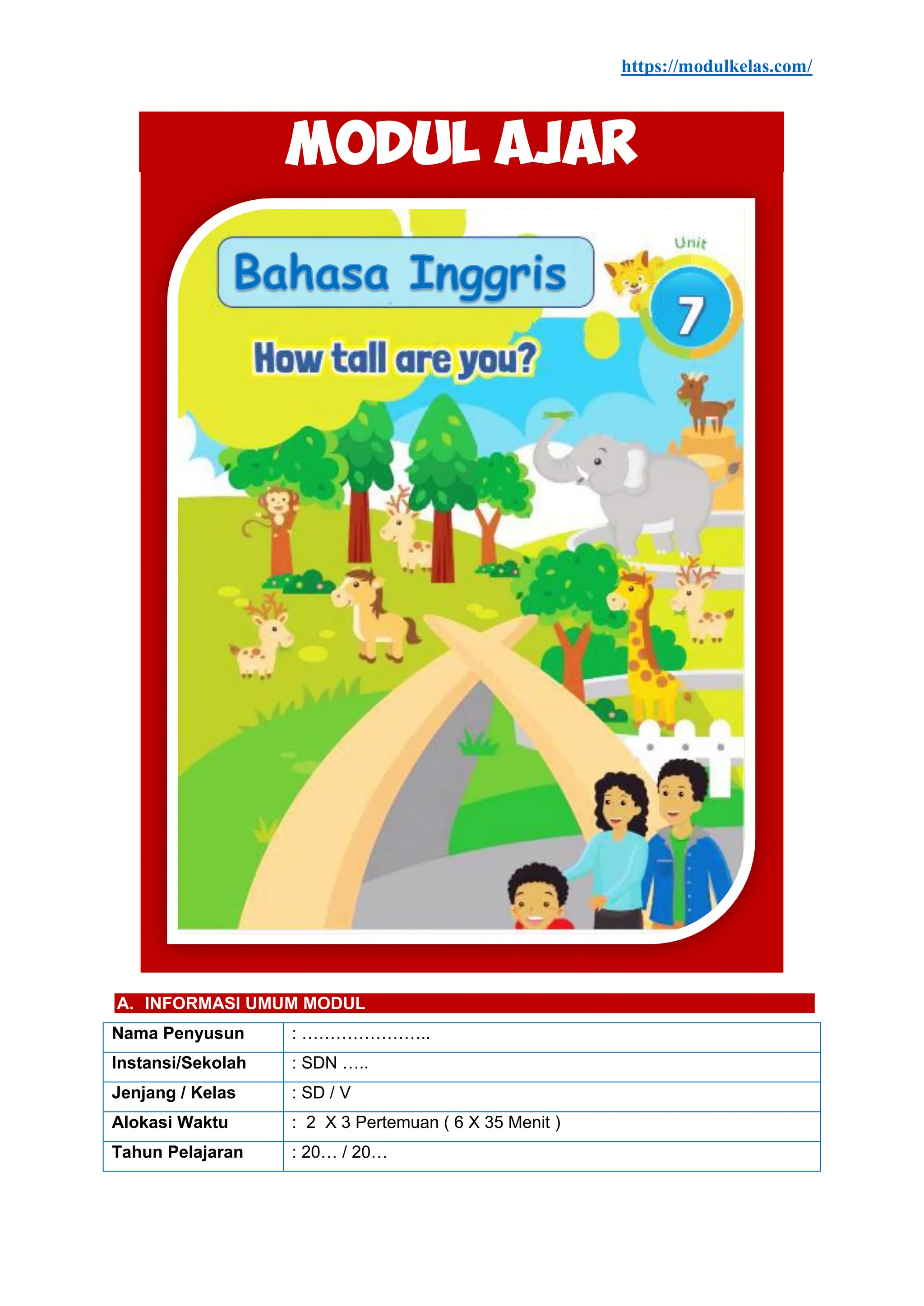 Modul Ajar Bahasa Inggris Kelas 5 SD/MI Fase C Kurikulum Merdeka | PDF