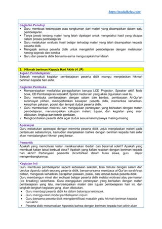Modul Ajar PAI dan Budi Pekerti Kelas 5 Fase C Kurikulum Merdeka | PDF