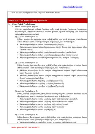 Modul Ajar PJOK Kelas 4 Fase B Kurikulum Merdeka | PDF