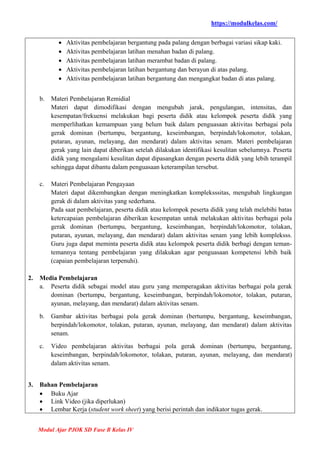 Modul Ajar PJOK Kelas 4 Fase B Kurikulum Merdeka | PDF