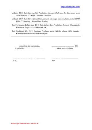 Modul Ajar PJOK Kelas 4 Fase B Kurikulum Merdeka | PDF