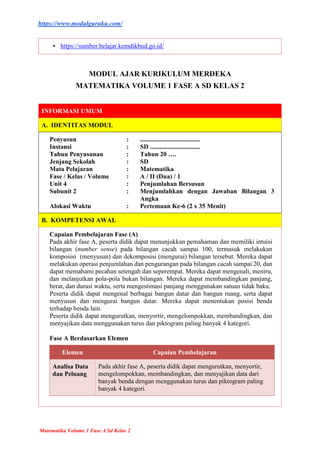 MODUL AJAR MATEMATIKA KELAS 2 BAB 4 KURIKULUM MERDEKA.docx