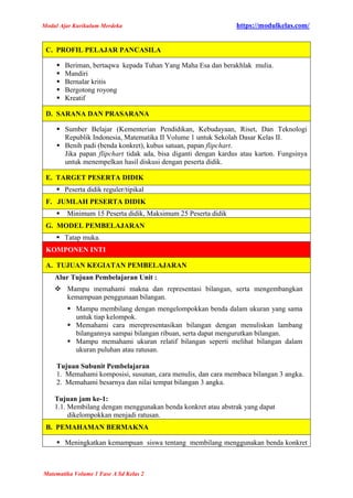 MODUL AJAR MATEMATIKA KELAS 2 FASE A KURIKULUM MERDEKA - MODULKELAS.COM