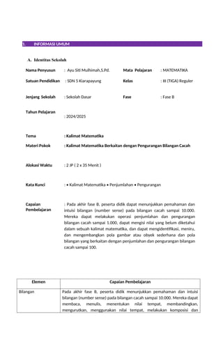 MODUL AJAR MATEMATIKA KELAS 3 BAB 2.docx