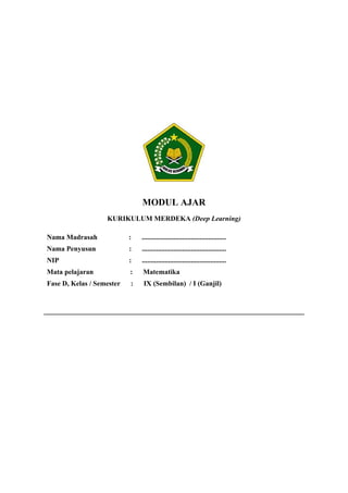 Modul Ajar Matematika Kelas 9 - Kurikulum Berbasis Cinta | PDF