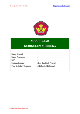 Modul Ajar PAI dan Budi Pekerti Kelas 2 Fase A Kurikulum Merdeka | PDF