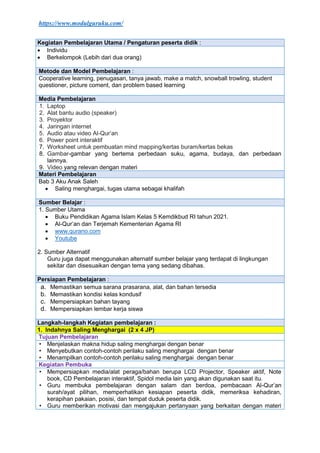 MODUL AJAR PAI DAN BUDI PEKERTI KELAS 5 BAB 3 KURIKULUM MERDEKA.docx