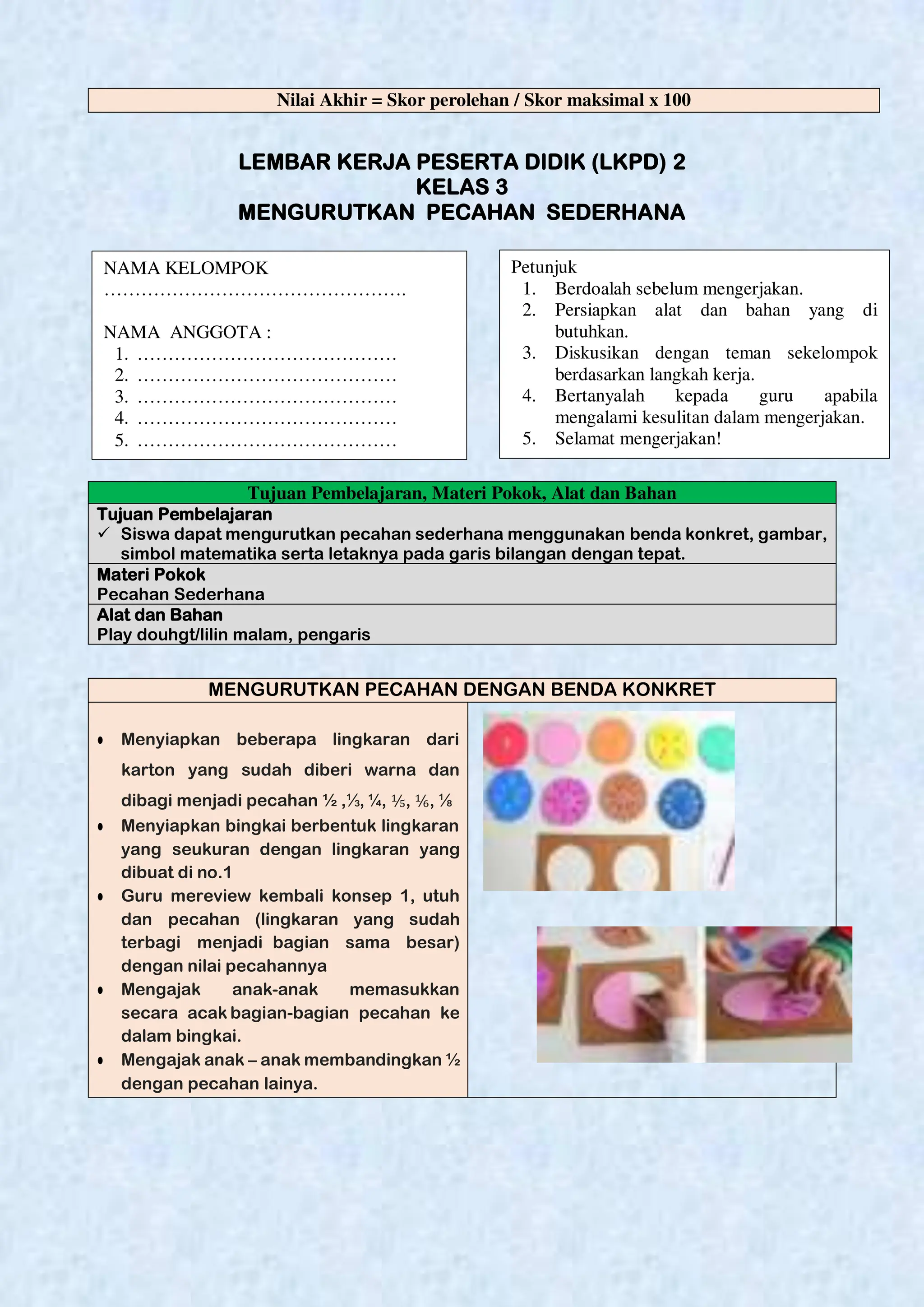 Modul ajar pembelajaran pecahan kelas 3 SD | PDF
