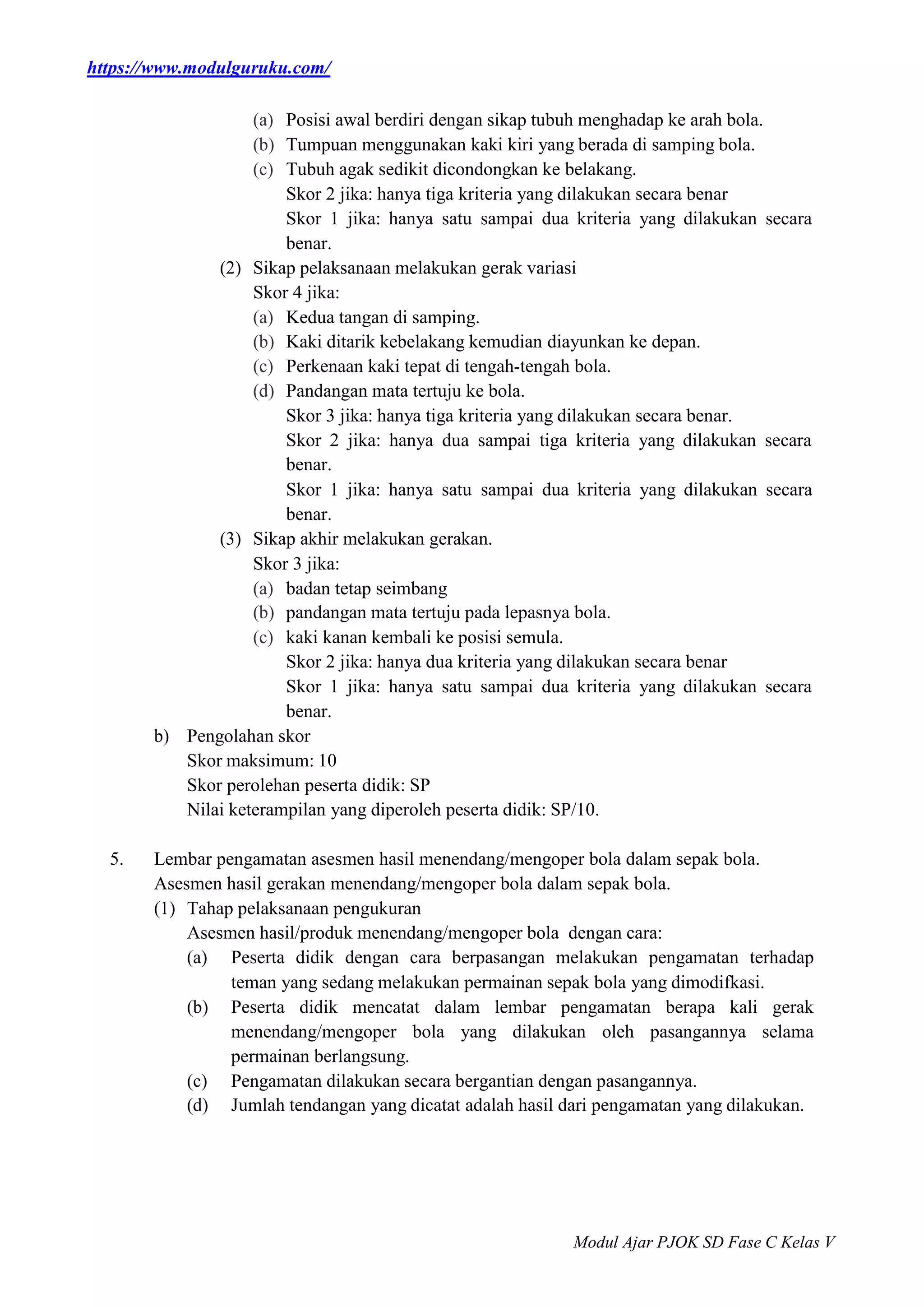 MODUL AJAR PJOK FASE C KELAS 5 KURIKULUM MERDEKA | DOCX