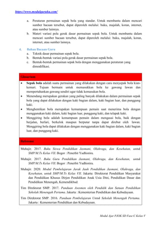 MODUL AJAR PJOK FASE C KELAS 5 KURIKULUM MERDEKA | DOCX