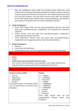 MODUL AJAR PJOK FASE C KELAS 5 KURIKULUM MERDEKA | DOCX