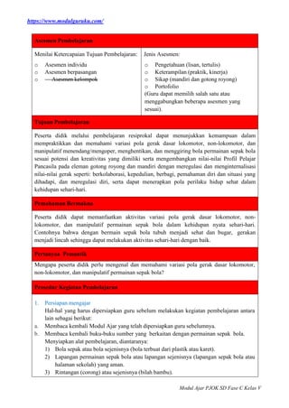 MODUL AJAR PJOK FASE C KELAS 5 KURIKULUM MERDEKA | DOCX
