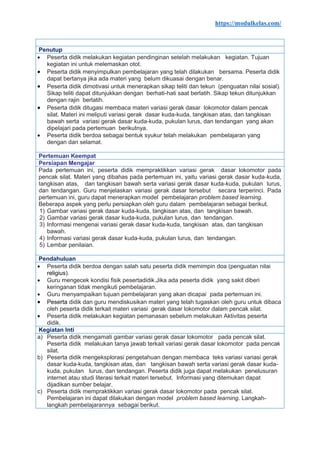 Modul Ajar PJOK Kelas 5 Fase C Kurikulum Merdeka | PDF