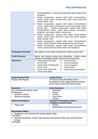 Modul Ajar PJOK Kelas 5 Fase C Kurikulum Merdeka | PDF