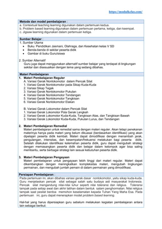 Modul Ajar PJOK Kelas 5 Fase C Kurikulum Merdeka | PDF