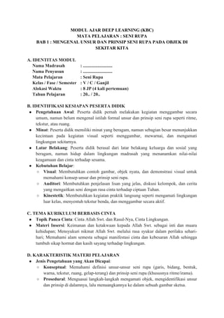 Modul Ajar Seni Rupa Kelas 5 - Kurikulum Berbasis Cinta | PDF
