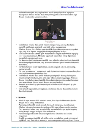 Modul Ajar Seni Teater Kelas 12 SMA/MA Fase F Kurikulum Merdeka | PDF