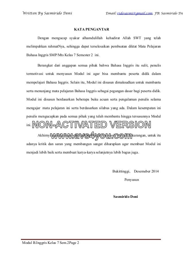 Modul Bahasa Inggris Kelas Vii Semester 2