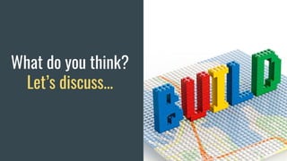 What do you think?
Let’s discuss...
 
