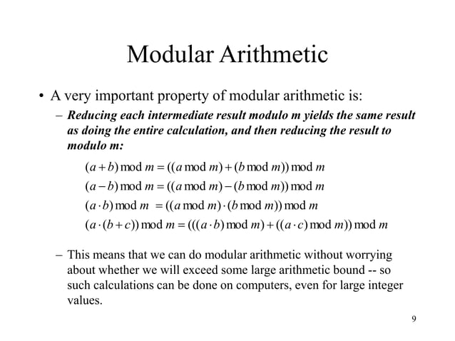 Modular Arithmetic and congruence of integers.ppt | Computing ...