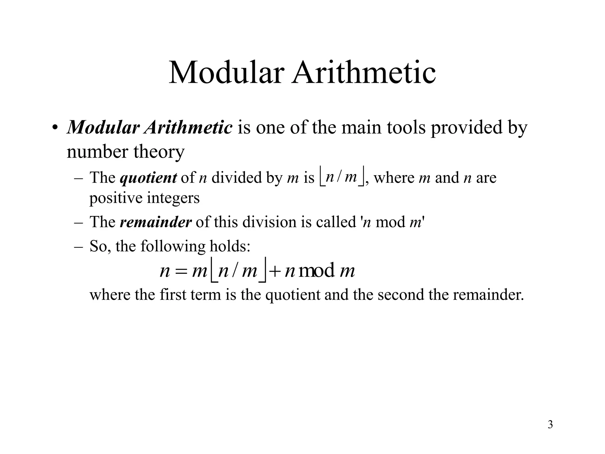 Modular Arithmetic concept in mathematics | PPT