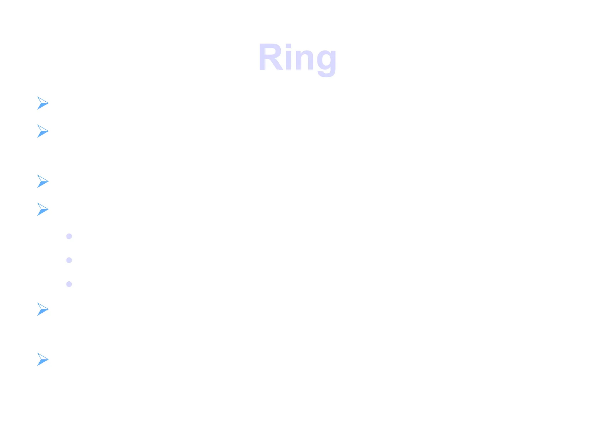 Ring
 a set of “numbers”
 with two operations (addition and multiplication)
which form:
 an Abelian group with addition operation
 and multiplication:

has closure

is associative

distributive over addition: a(b+c) = ab + ac
 if multiplication operation is commutative, it
forms a commutative ring
 if multiplication operation has an identity and no
zero divisors, it forms an integral domain
 