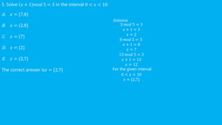 Modular arithmetic revision card | PPTX