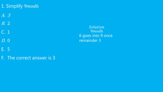 Modular arithmetic revision card | PPTX