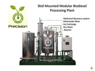 MODULAR BIODIESEL PLANTS-FUTURE OF BIODIESEL INDUSTRY Smaller costs to maintain modular biodiesel production plants while keeping up with production needs & market conditions is the future of the Biodiesel Industry. 