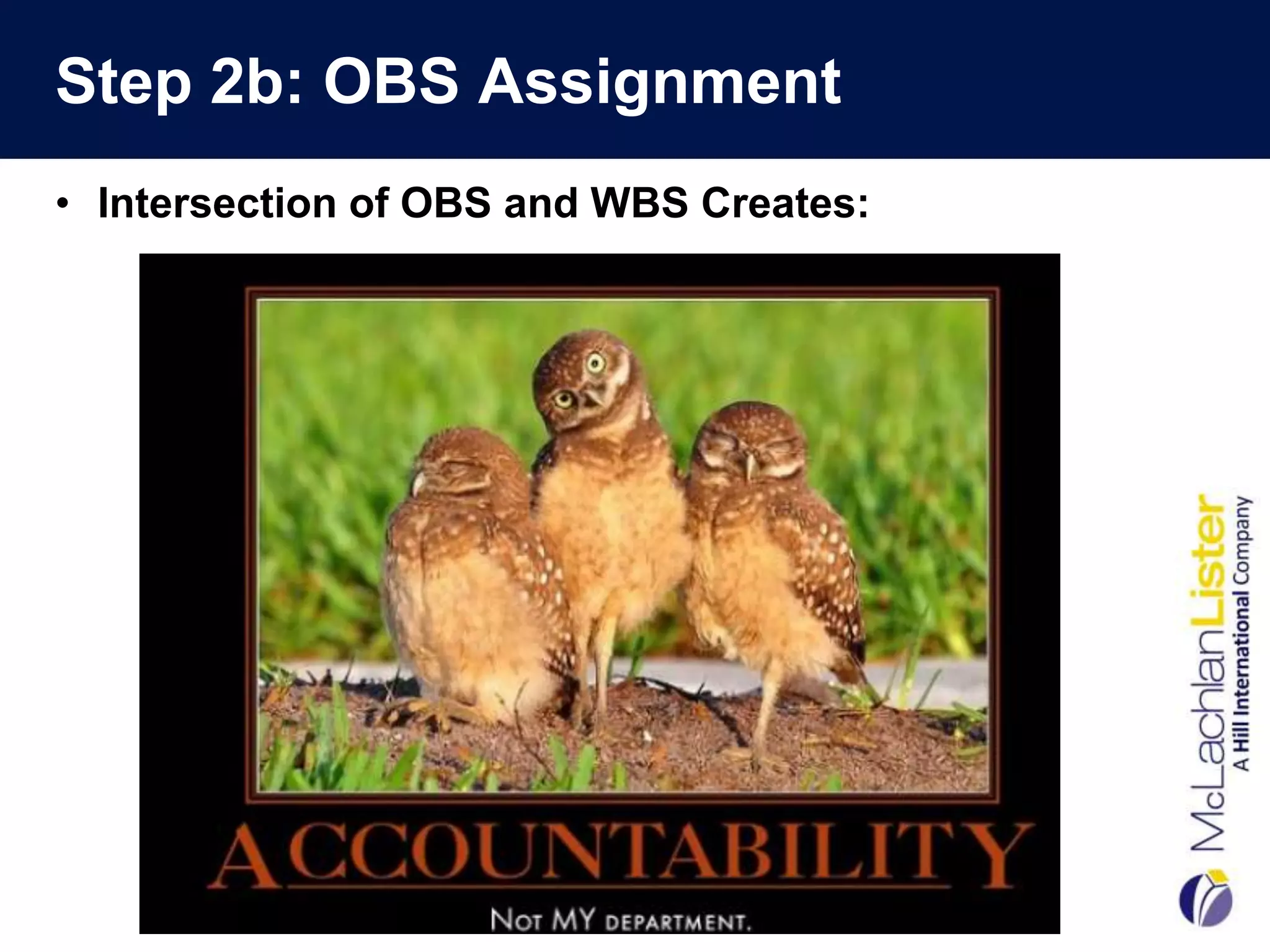 Step 2b: OBS Assignment
• Intersection of OBS and WBS Creates:
 