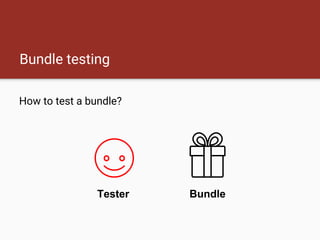 Bundle testing
How to test a bundle?
Tester Bundle
 