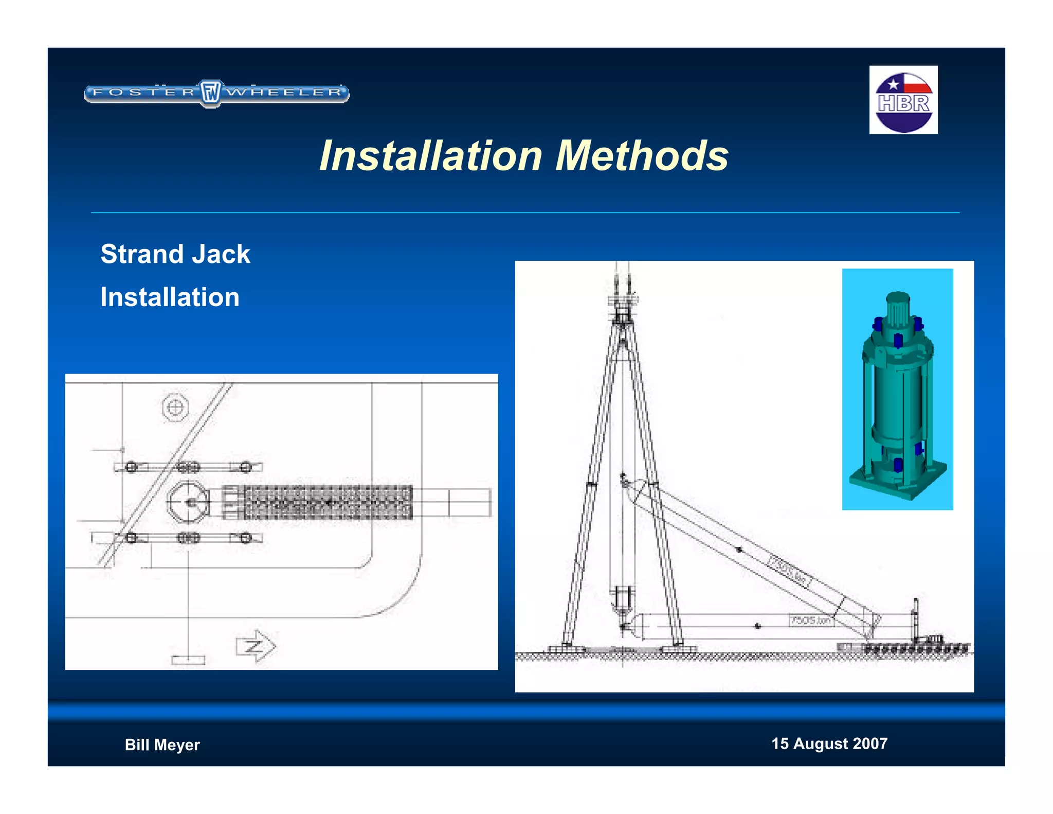 15 August 2007Bill Meyer
Installation Methods
Strand Jack
Installation
 