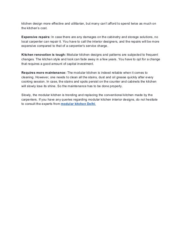 Modular kitchen advantages and disadvantages Delhi