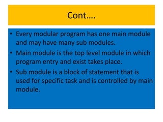 Modular programming | PPTX | Programming Languages | Computing