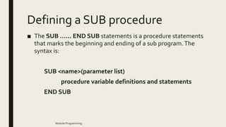 Tech Sub Example Modular programming | PPTX
