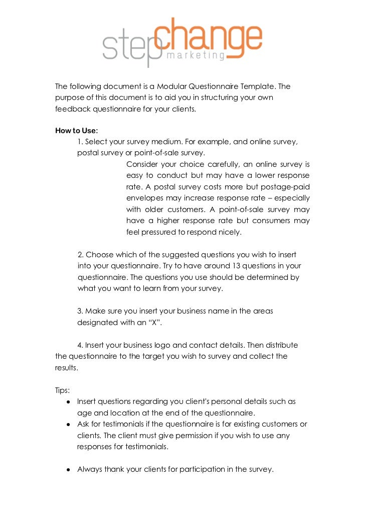 it questionnaire template