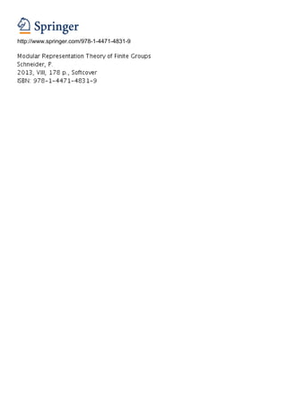 Modular representation theory of finite groups | PDF