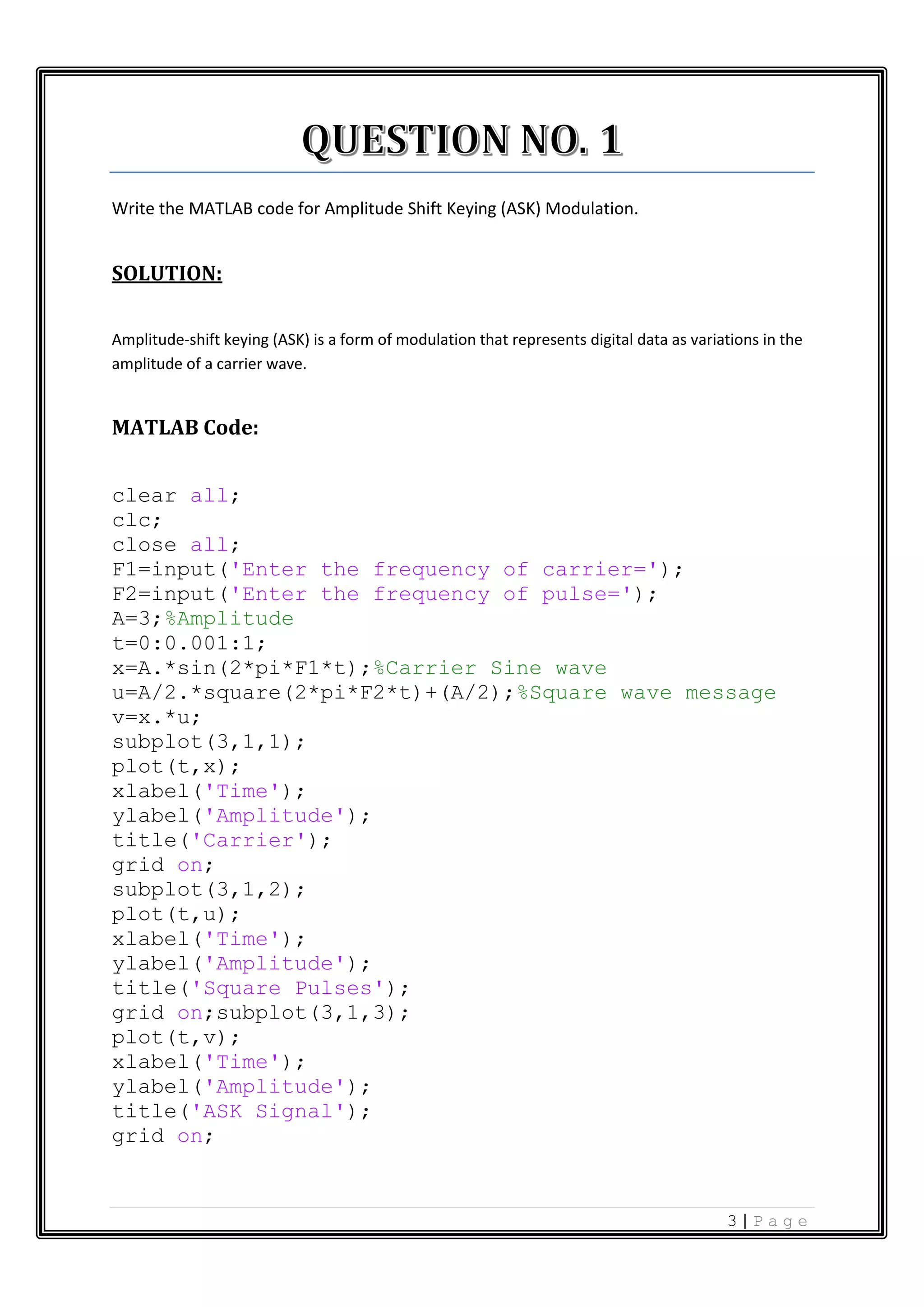 Modulation techniques matlab_code | PDF