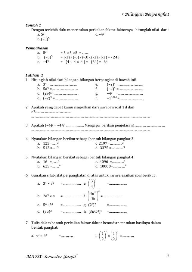 Soal bilangan berpangkat kelas 9 doc