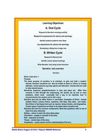 Modul bahasa inggris xi unit 2 narrative | DOC