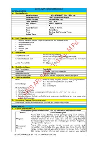 MODUL AJAR BAHASA INDONESIA KELAS 1 KURIKULUM MERDEKA CP 032.pdf