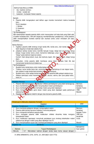 MODUL AJAR BAHASA INDONESIA KELAS 2 REVISI CP 032 KURIKULUM MERDEKA | PDF