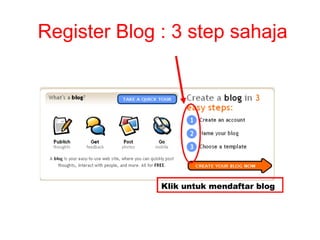 Register Blog : 3 step sahaja




              Klik untuk mendaftar blog
 