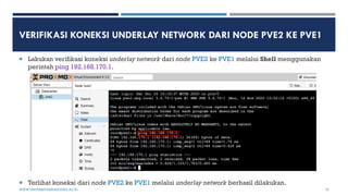 VERIFIKASI KONEKSI UNDERLAY NETWORK DARI NODE PVE2 KE PVE1
 Lakukan verifikasi koneksi underlay network dari node PVE2 ke...