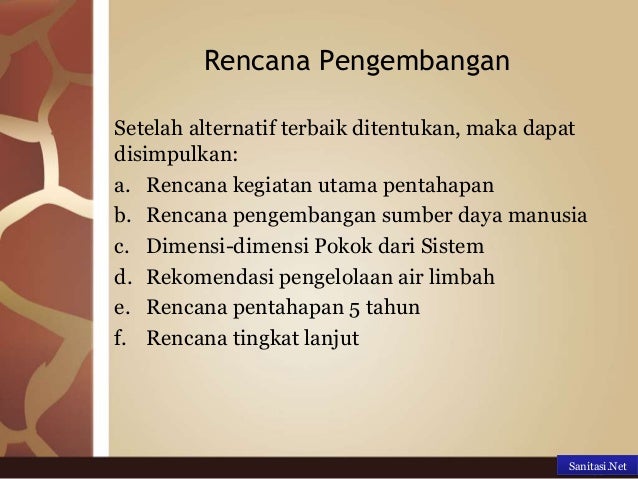 Rencana Induk Sistem Pengelolaan Air Limbah (SPAL 