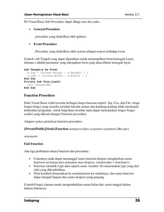 Modul dasar pemrograman visual basic | PDF