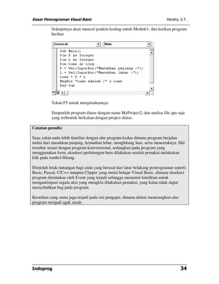 Modul dasar pemrograman visual basic | PDF