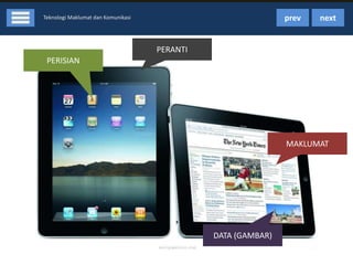 prev

Teknologi Maklumat dan Komunikasi

next

PERANTI
PERISIAN

MAKLUMAT

DATA (GAMBAR)

 